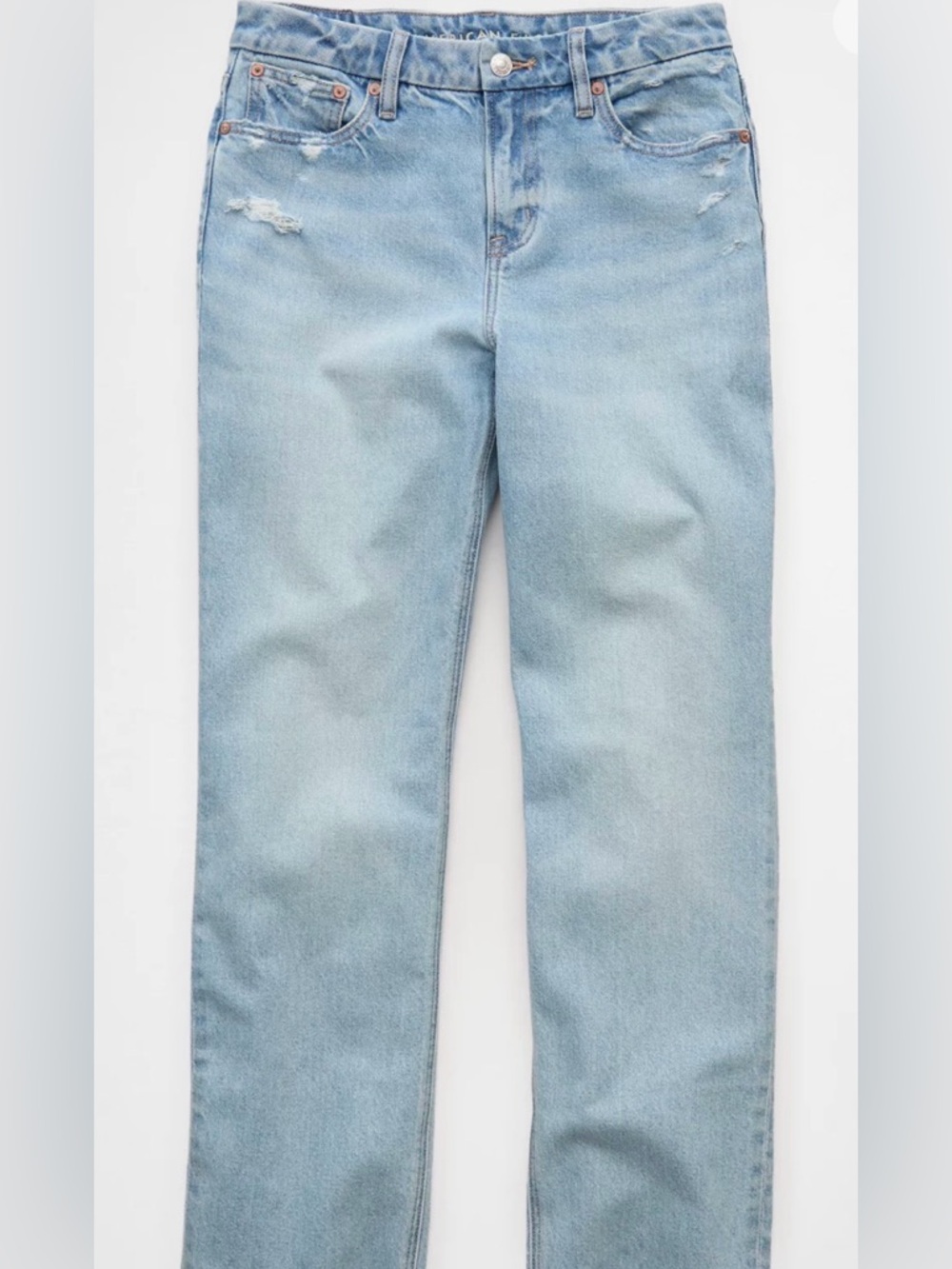American Eagle Light Wash High-Rise Curvy Straight Jeans - Size 2 Short
